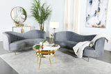Sophia Kidney-Shaped Velvet Sofa, Loveseat & Barrel Chair - 2pcs- Sofa + Loveseat