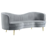 Sophia Kidney-Shaped Velvet Sofa, Loveseat & Barrel Chair - Sofa