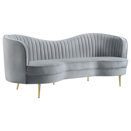 Sophia Kidney-Shaped Velvet Sofa, Loveseat & Barrel Chair - Sofa