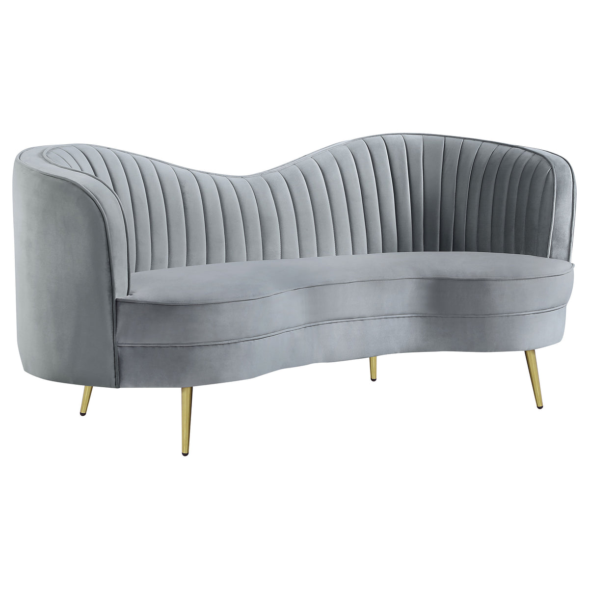 Sophia Kidney-Shaped Velvet Sofa, Loveseat & Barrel Chair - Loveseat
