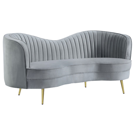 Sophia Kidney-Shaped Velvet Sofa, Loveseat & Barrel Chair - Loveseat