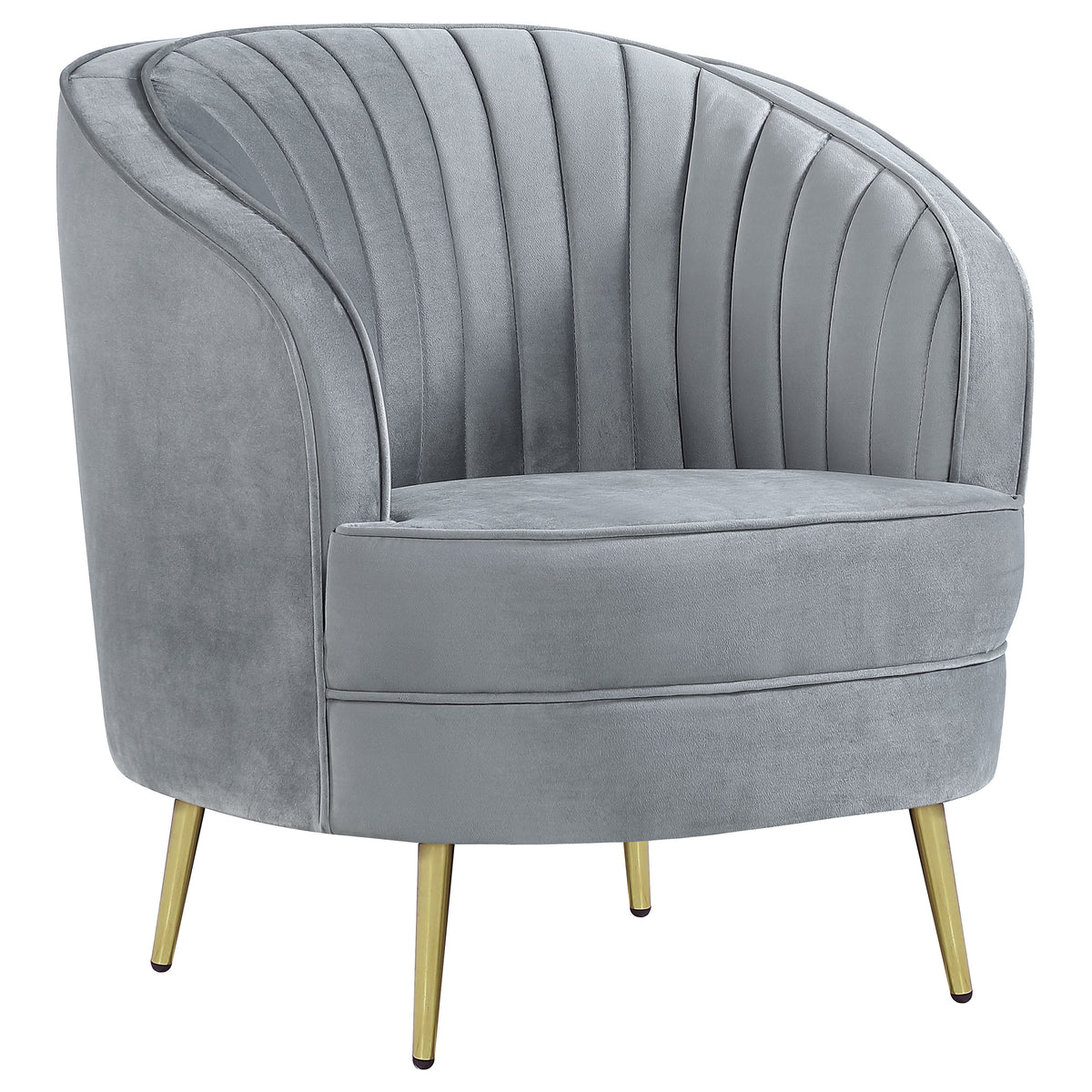 Sophia Kidney-Shaped Velvet Sofa, Loveseat & Barrel Chair - Barrel Accent Chair