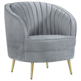 Sophia Kidney-Shaped Velvet Sofa, Loveseat & Barrel Chair - Barrel Accent Chair