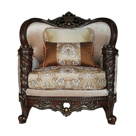 Devayne Wingback Loveseat, Chair & Marble Tables