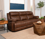 Ellington Pillowtop Arm Sofa, Loveseat & Chair - Dark Brown Faux Leather with Pocket Coil Seating – view 1