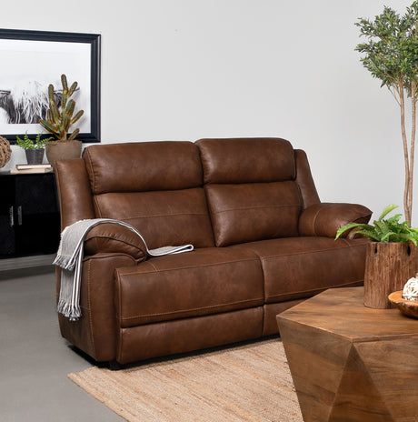 Ellington Pillowtop Arm Sofa, Loveseat & Chair - Dark Brown Faux Leather with Pocket Coil Seating – view 2