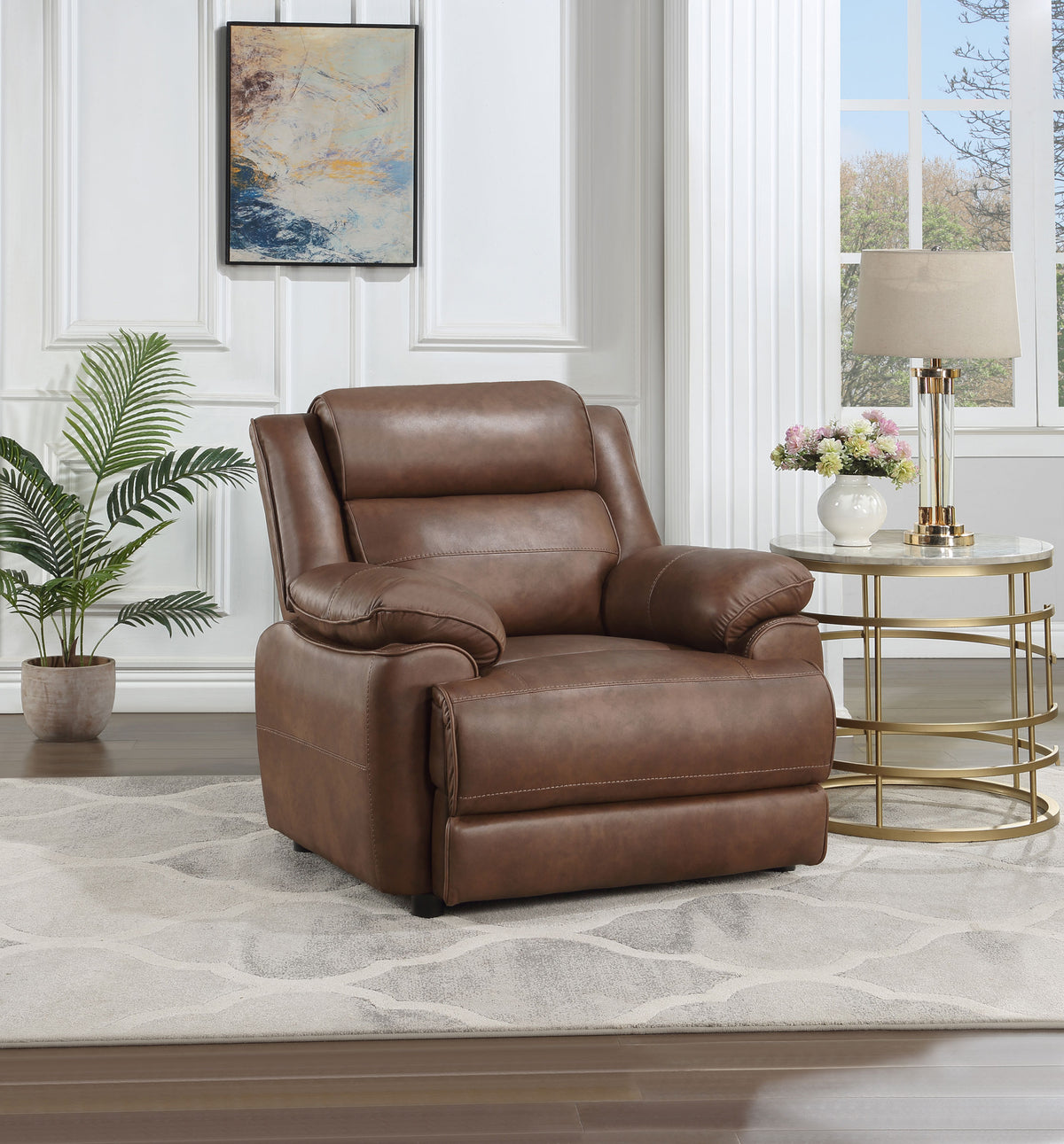 Ellington Pillowtop Arm Sofa, Loveseat & Chair - Dark Brown Faux Leather with Pocket Coil Seating - lifestyle