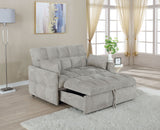 Cotswold Convertible Sleeper Sofa Bed - Tufted Light Grey Chenille with Pull-Out Bed & Memory Foam Topper – view 3