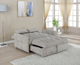 Cotswold Convertible Sleeper Sofa Bed - Tufted Light Grey Chenille with Pull-Out Bed & Memory Foam Topper – view 4
