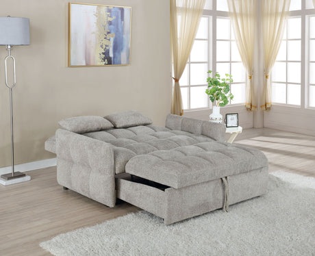 Cotswold Convertible Sleeper Sofa Bed - Tufted Light Grey Chenille with Pull-Out Bed & Memory Foam Topper – view 4