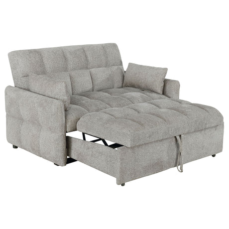 Cotswold Convertible Sleeper Sofa Bed - Tufted Light Grey Chenille with Pull-Out Bed & Memory Foam Topper – view 5