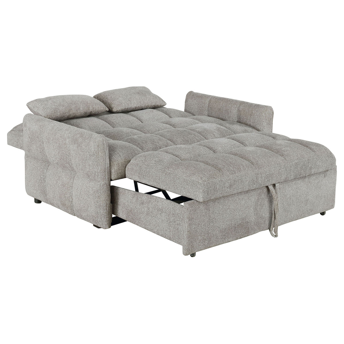 Cotswold Convertible Sleeper Sofa Bed - Tufted Light Grey Chenille with Pull-Out Bed & Memory Foam Topper – view 6