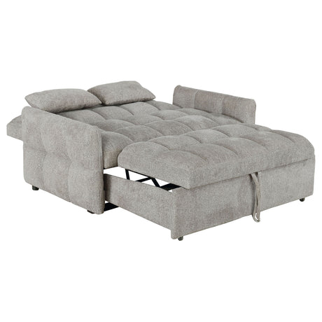 Cotswold Convertible Sleeper Sofa Bed - Tufted Light Grey Chenille with Pull-Out Bed & Memory Foam Topper – view 6