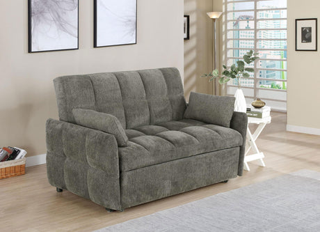 Cotswold Tufted Chenille Convertible Sleeper Sofa Bed - Dark Grey with Slim Track Arms – view 1