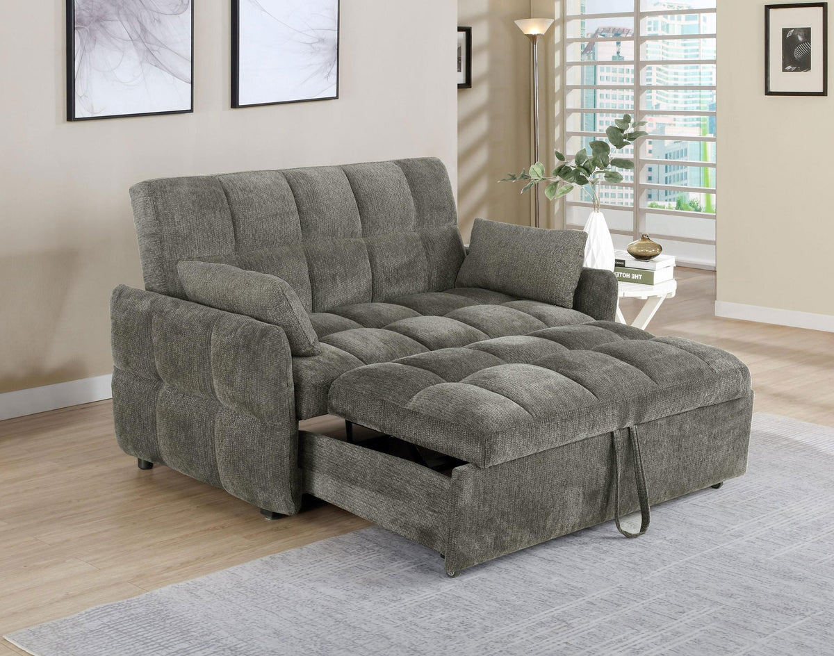 Cotswold Tufted Chenille Convertible Sleeper Sofa Bed - Dark Grey with Slim Track Arms – view 3