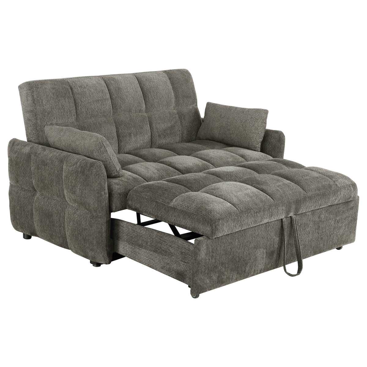 Cotswold Tufted Chenille Convertible Sleeper Sofa Bed - Dark Grey with Slim Track Arms – view 5