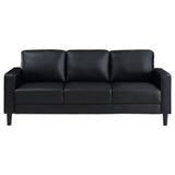 Ruth Track Arm Sofa, Loveseat & Accent Chair - Modern Black Faux Leather Living Room Sets – view 9