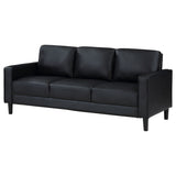 Ruth Track Arm Sofa, Loveseat & Accent Chair - Modern Black Faux Leather Living Room Sets – view 10