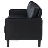 Ruth Track Arm Sofa, Loveseat & Accent Chair - Modern Black Faux Leather Living Room Sets – view 11