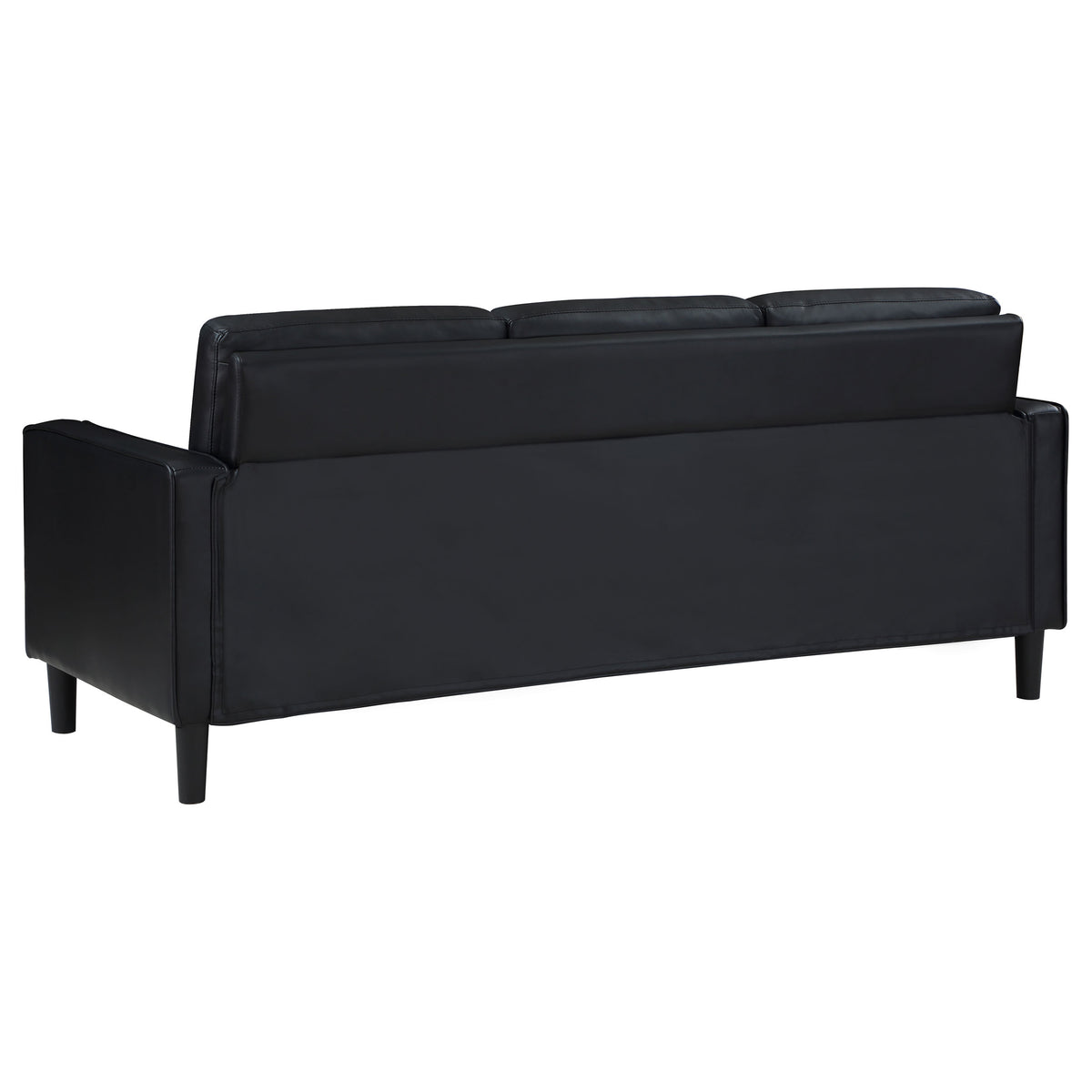 Ruth Track Arm Sofa, Loveseat & Accent Chair - Modern Black Faux Leather Living Room Sets – view 12