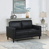 Ruth Track Arm Sofa, Loveseat & Accent Chair - Modern Black Faux Leather Living Room Sets – view 2