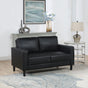 Ruth Track Arm Sofa, Loveseat & Accent Chair - Modern Black Faux Leather Living Room Sets – view 2