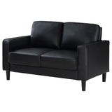 Ruth Track Arm Sofa, Loveseat & Accent Chair - Modern Black Faux Leather Living Room Sets – view 19