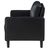 Ruth Track Arm Sofa, Loveseat & Accent Chair - Modern Black Faux Leather Living Room Sets – view 20