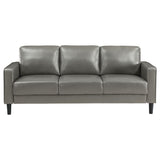 Ruth Track Arm Sofa, Loveseat & Chair - Grey Faux Leather with Black Tapered Legs – view 9