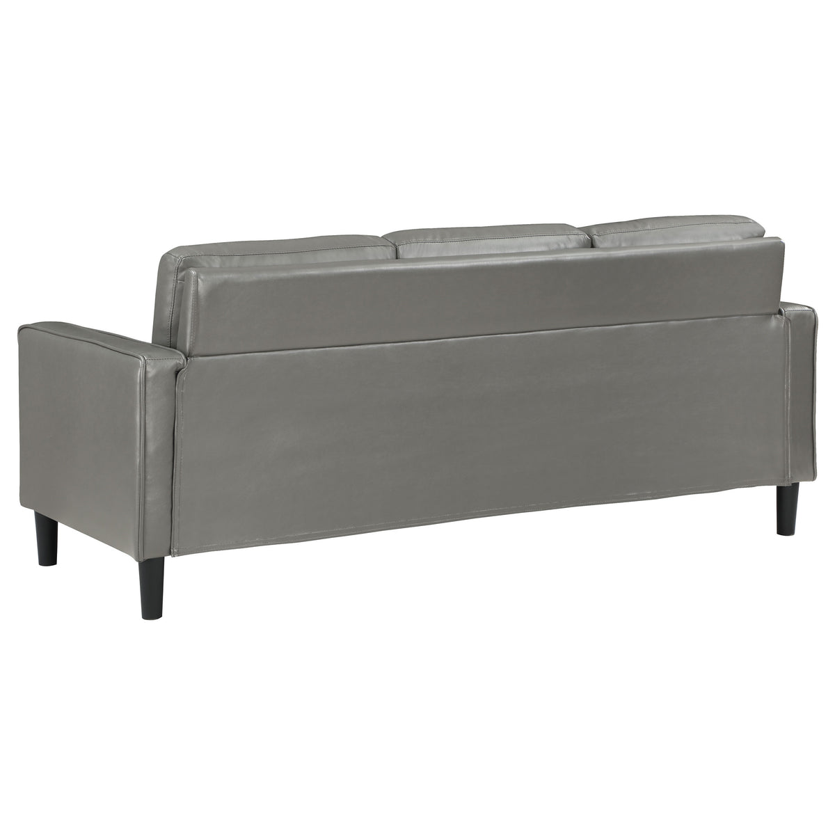 Ruth Track Arm Sofa, Loveseat & Chair - Grey Faux Leather with Black Tapered Legs – view 12