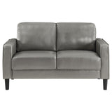 Ruth Track Arm Sofa, Loveseat & Chair - Grey Faux Leather with Black Tapered Legs – view 18