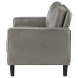 Ruth Track Arm Sofa, Loveseat & Chair - Grey Faux Leather with Black Tapered Legs – view 20