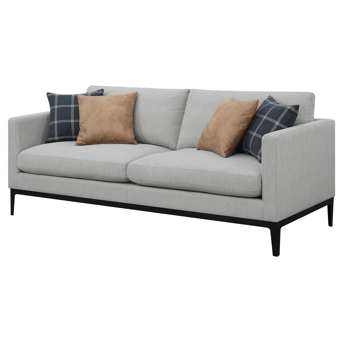 Apperson Track Arm Sofa, Loveseat & Chair - Light Grey Linen-Like Upholstery with Reversible Cushions – view 8
