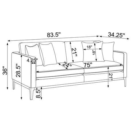 Apperson Track Arm Sofa, Loveseat & Chair - Light Grey Linen-Like Upholstery with Reversible Cushions – view 15