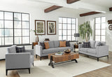 Apperson Track Arm Sofa, Loveseat & Chair - Light Grey Linen-Like Upholstery with Reversible Cushions – view 16