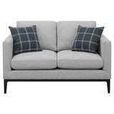 Apperson Track Arm Sofa, Loveseat & Chair - Light Grey Linen-Like Upholstery with Reversible Cushions – view 18