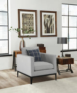 Apperson Track Arm Sofa, Loveseat & Chair - Light Grey Linen-Like Upholstery with Reversible Cushions - lifestyle