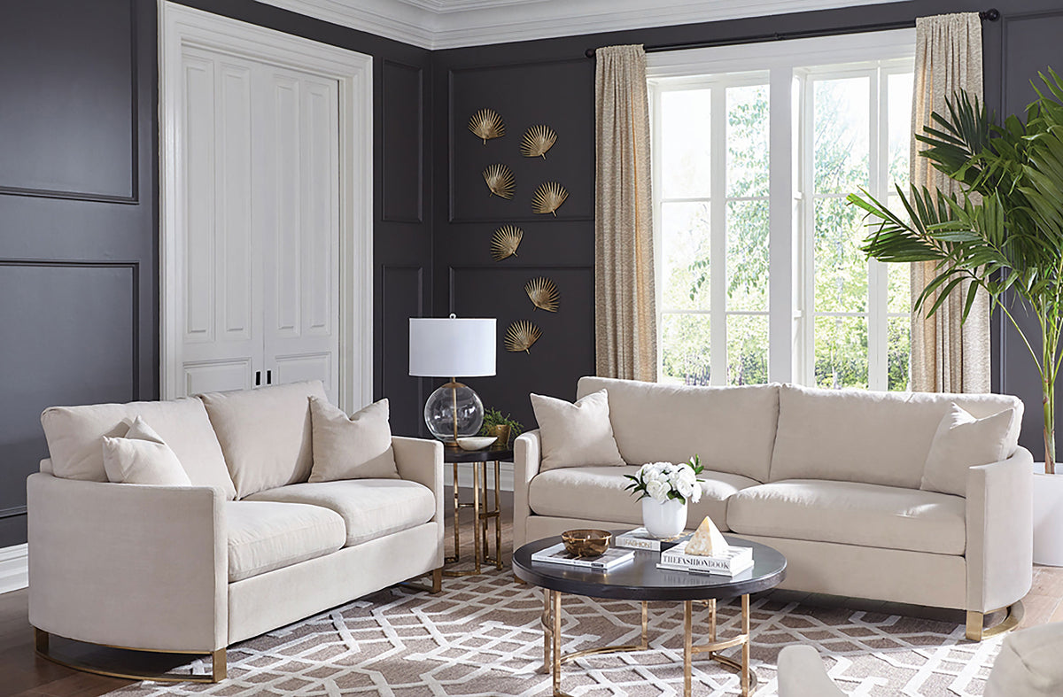 Corliss Curved Track Arm Sofa, Loveseat & Chair - 2pcs- Sofa + Loveseat