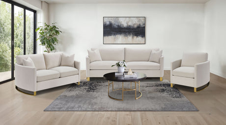 Corliss Curved Track Arm Sofa, Loveseat & Chair - 3pcs- Sofa + Loveseat + Accent Chair