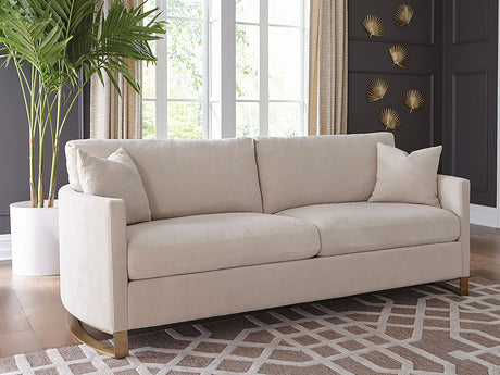 Corliss Curved Track Arm Sofa, Loveseat & Chair - Beige Velvet with Gold Legs, Living Room Sets – view 1