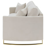 Corliss Curved Track Arm Sofa, Loveseat & Chair - Beige Velvet with Gold Legs, Living Room Sets – view 9