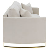 Corliss Curved Track Arm Sofa, Loveseat & Chair - Beige Velvet with Gold Legs, Living Room Sets – view 12