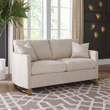 Corliss Curved Track Arm Sofa, Loveseat & Chair - Beige Velvet with Gold Legs, Living Room Sets – view 16