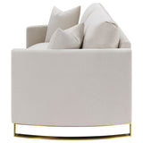 Corliss Curved Track Arm Sofa, Loveseat & Chair - Beige Velvet with Gold Legs, Living Room Sets – view 19