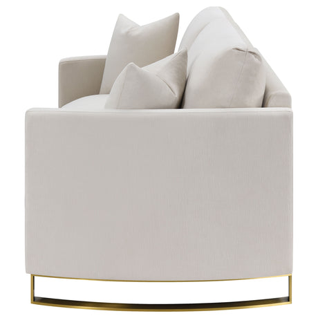 Corliss Curved Track Arm Sofa, Loveseat & Chair - Beige Velvet with Gold Legs, Living Room Sets – view 19