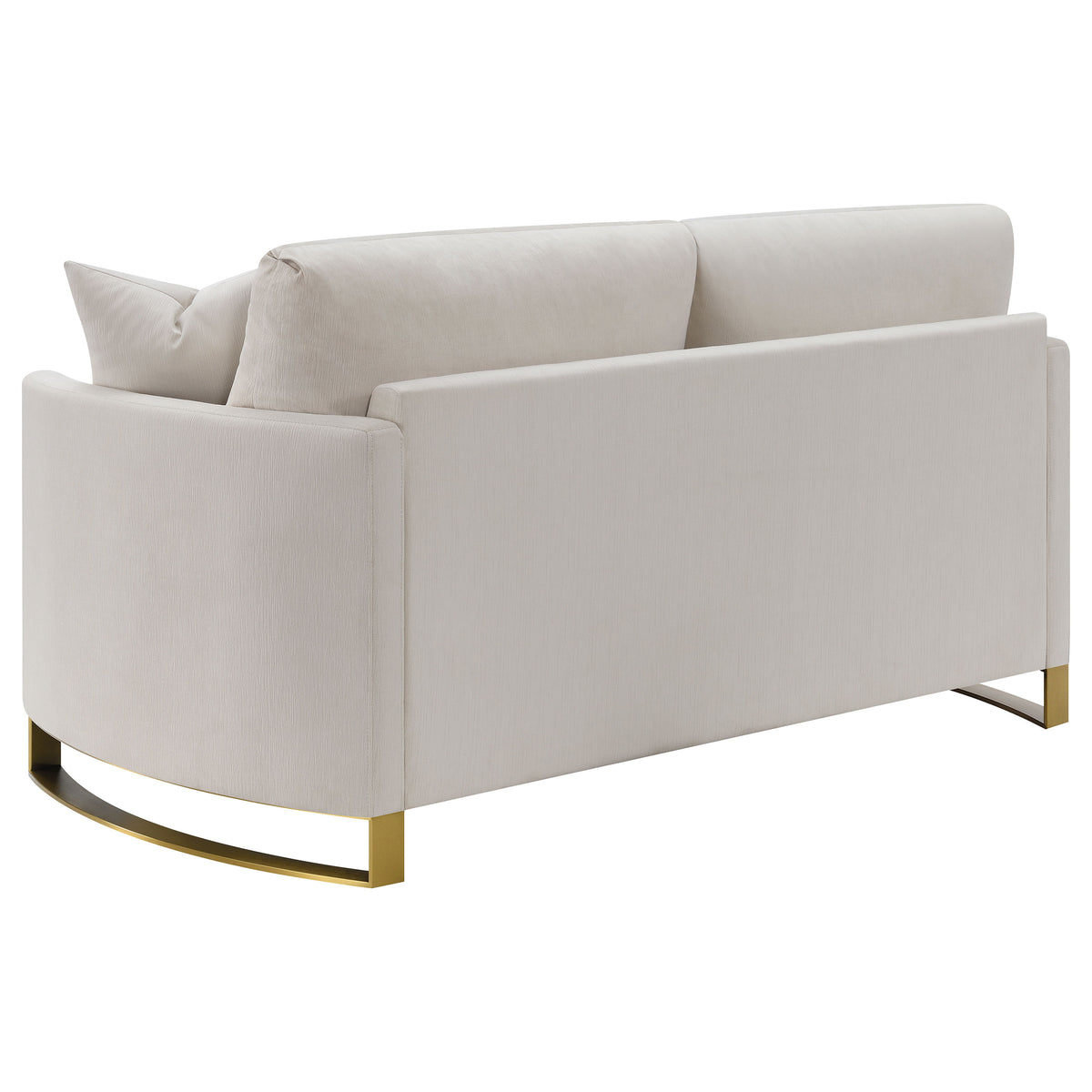 Corliss Curved Track Arm Sofa, Loveseat & Chair - Beige Velvet with Gold Legs, Living Room Sets – view 20