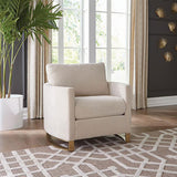 Corliss Curved Track Arm Sofa, Loveseat & Chair - Beige Velvet with Gold Legs, Living Room Sets - lifestyle