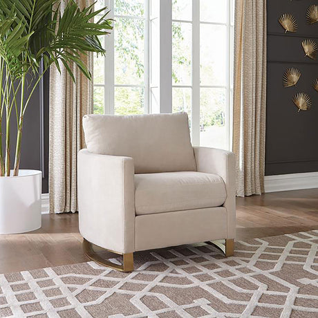 Corliss Curved Track Arm Sofa, Loveseat & Chair - Beige Velvet with Gold Legs, Living Room Sets - lifestyle