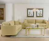 Corliss Curved Track Arm Velvet Sofa, Loveseat & Chair - 2pcs- Sofa + Loveseat