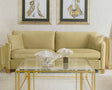 Corliss Curved Track Arm Velvet Sofa, Loveseat & Chair - Camel with Gold Legs, Living Room Sets – view 1